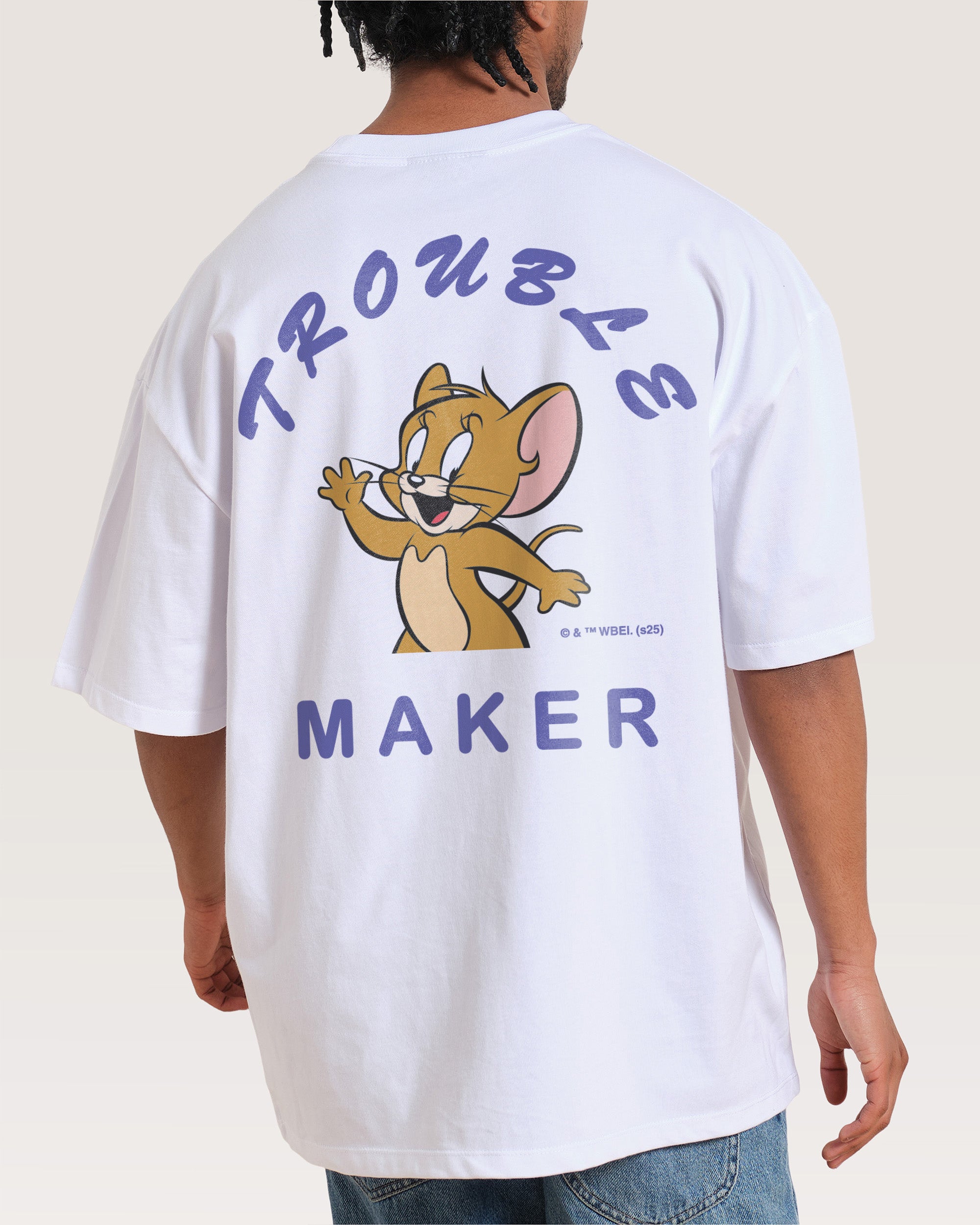 Troublesome Jerry Oversized Tom and Jerry Graphic Tee - Unisex 100% Combed Cotton