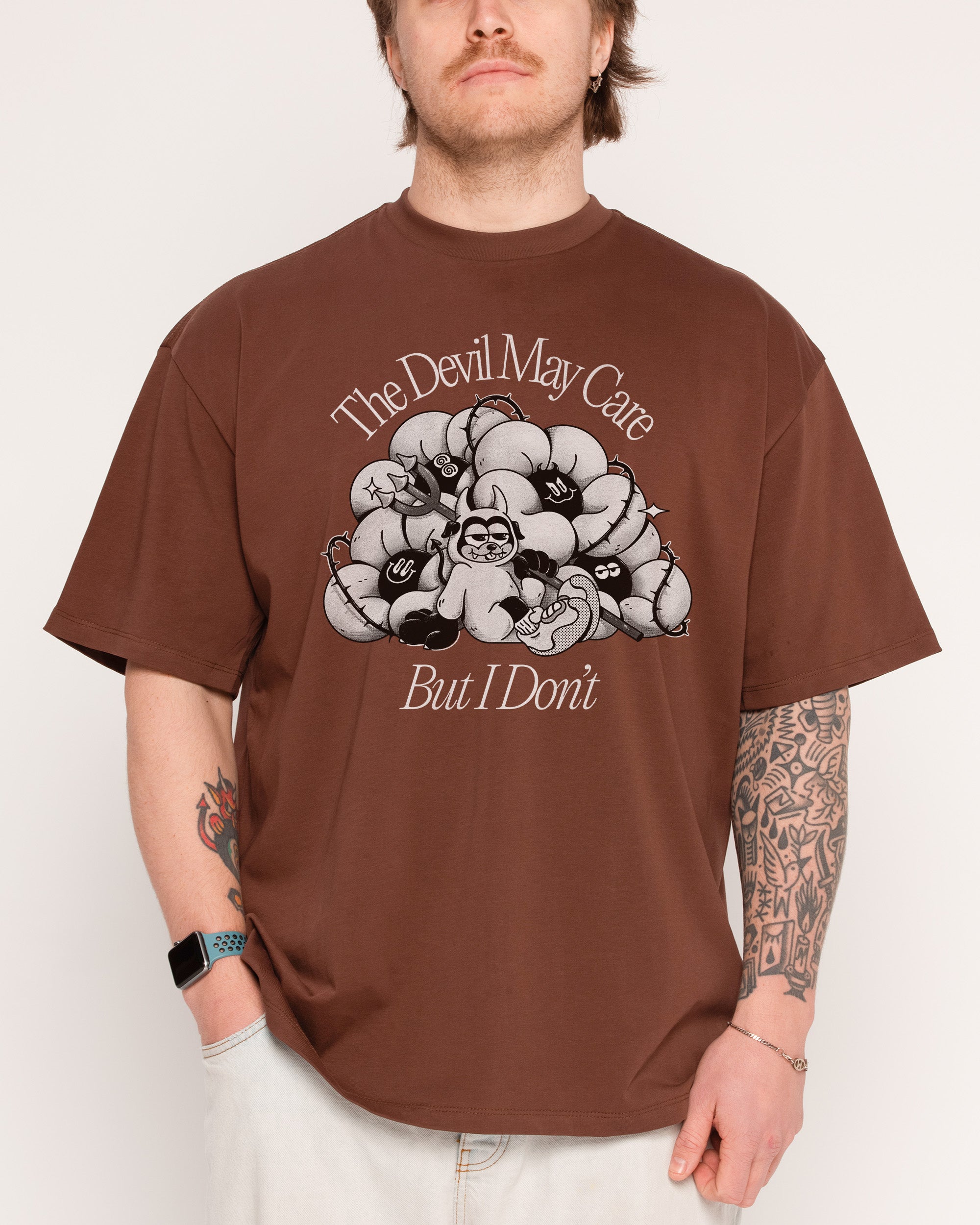 Devil May Care Oversized Graphic Tee - Unisex 90s Boxy Fit 100% Combed Cotton