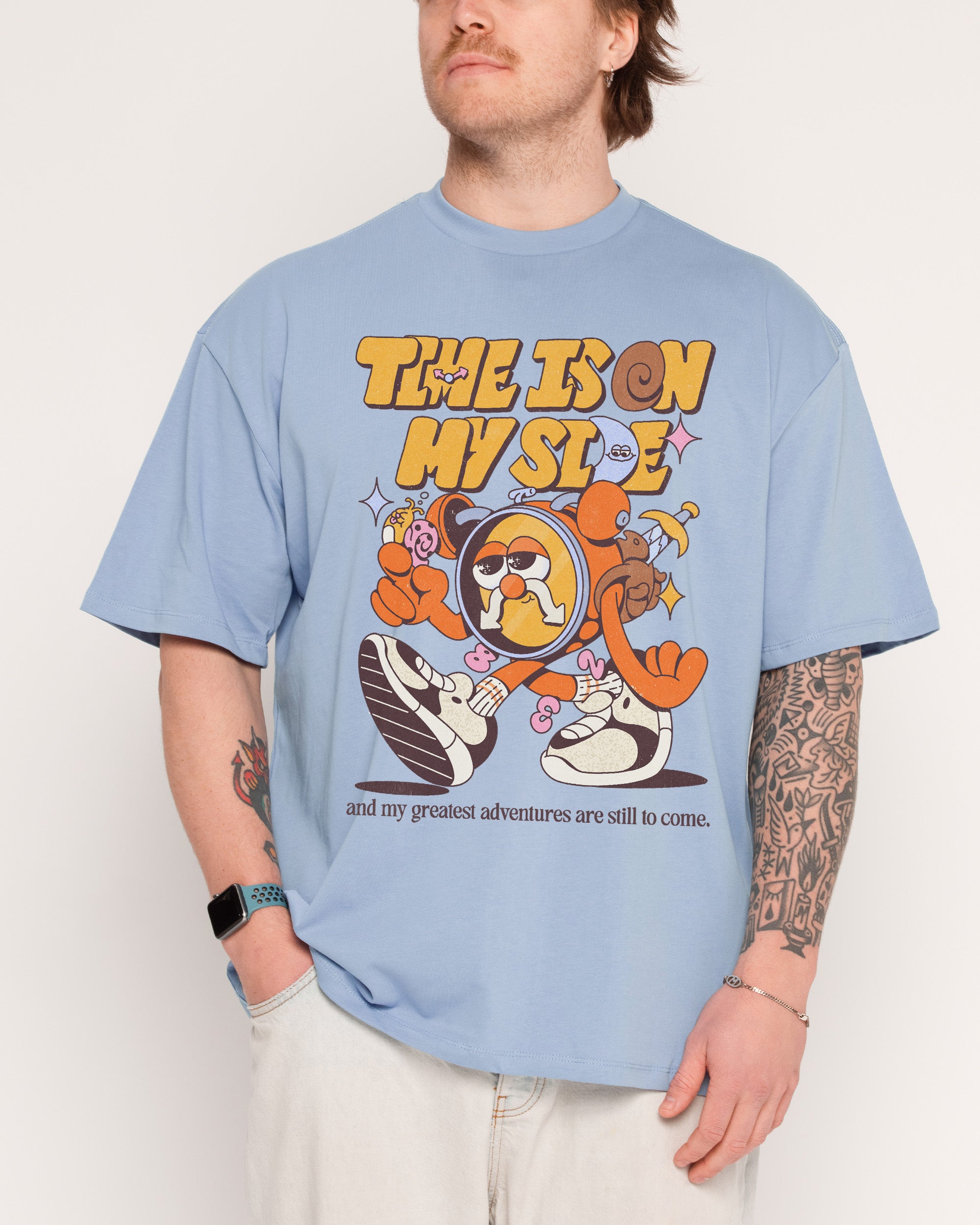 Time is on My Side Oversized Graphic Tee - 90s Boxy Fit Unisex 100% Combed Cotton