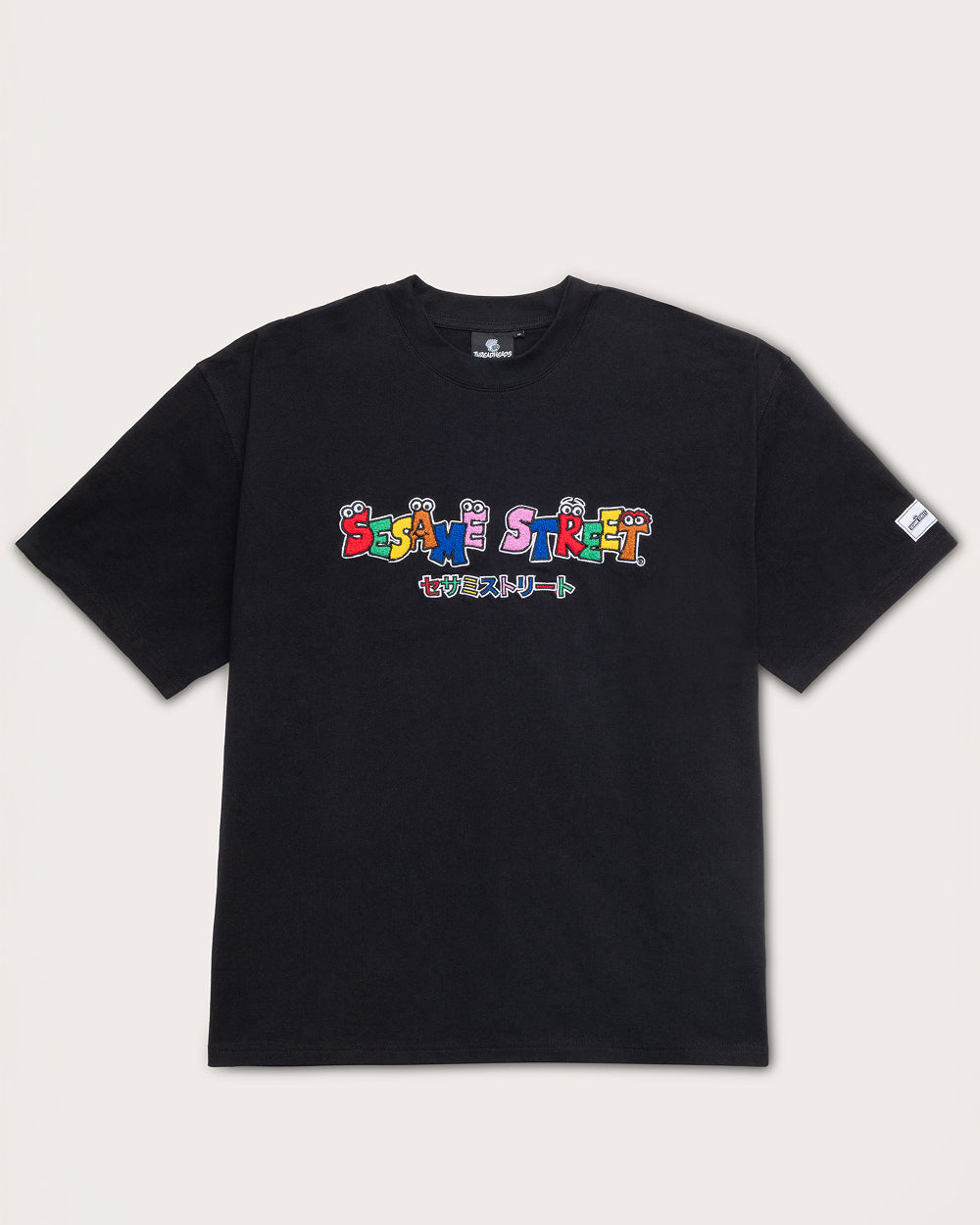 Tokyo Bin Party Black Oversized Graphic Tee - Sesame Street Collab, 100% Combed Cotton