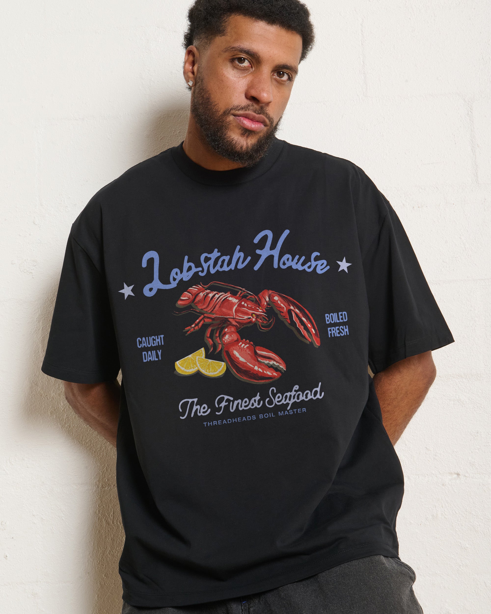 Lobstah Oversized Graphic Tee - Threadheads Unisex 90s Boxy Fit 100% Combed Cotton