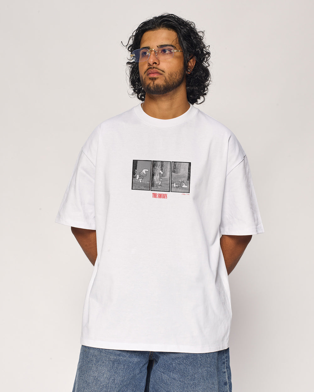 Smurf Noir Oversized Graphic Tee - Official Smurfs Collab, 90s Boxy Fit, Heavyweight Cotton
